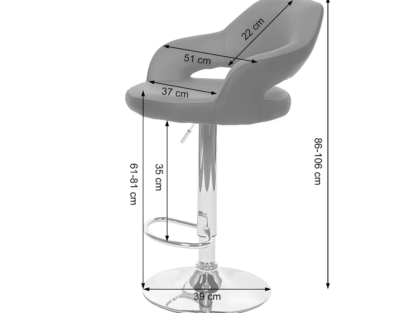 Taburete de bar MCW-F16 (juego de 2), blanco-negro