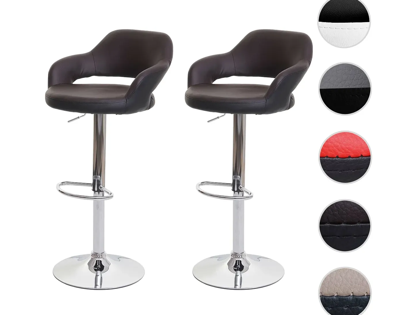 Taburete de bar MCW-F16 (juego de 2), marrón-negro