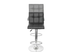Taburete de bar MCW-G87 (juego de 2), tela/textil gris oscuro + polipiel blanca, base cromada
