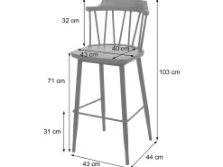 Taburete de bar MCW-G69b (set de 2), antracita