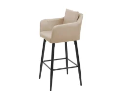Taburete de bar MCW-H93, imitación de cuero topo-beige