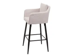 Taburete de bar MCW-H93, tela/textil crema-beige