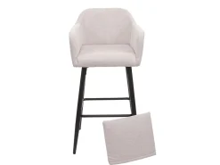 Taburete de bar MCW-H93, tela/textil crema-beige
