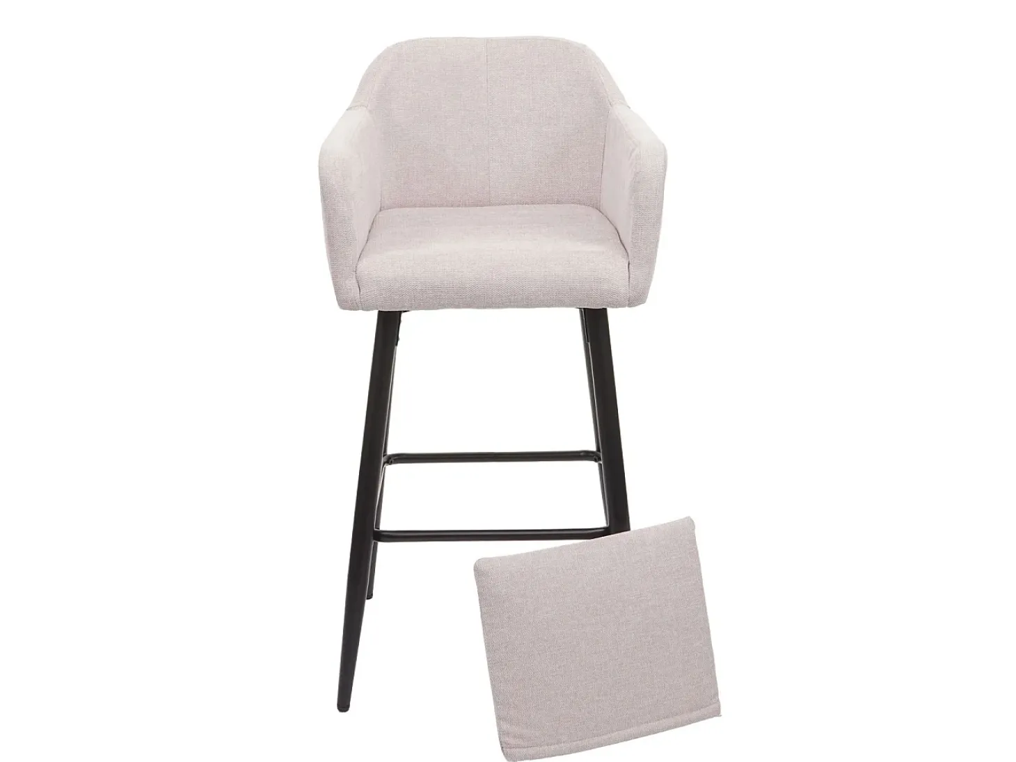 Taburete de bar MCW-H93, tela/textil crema-beige