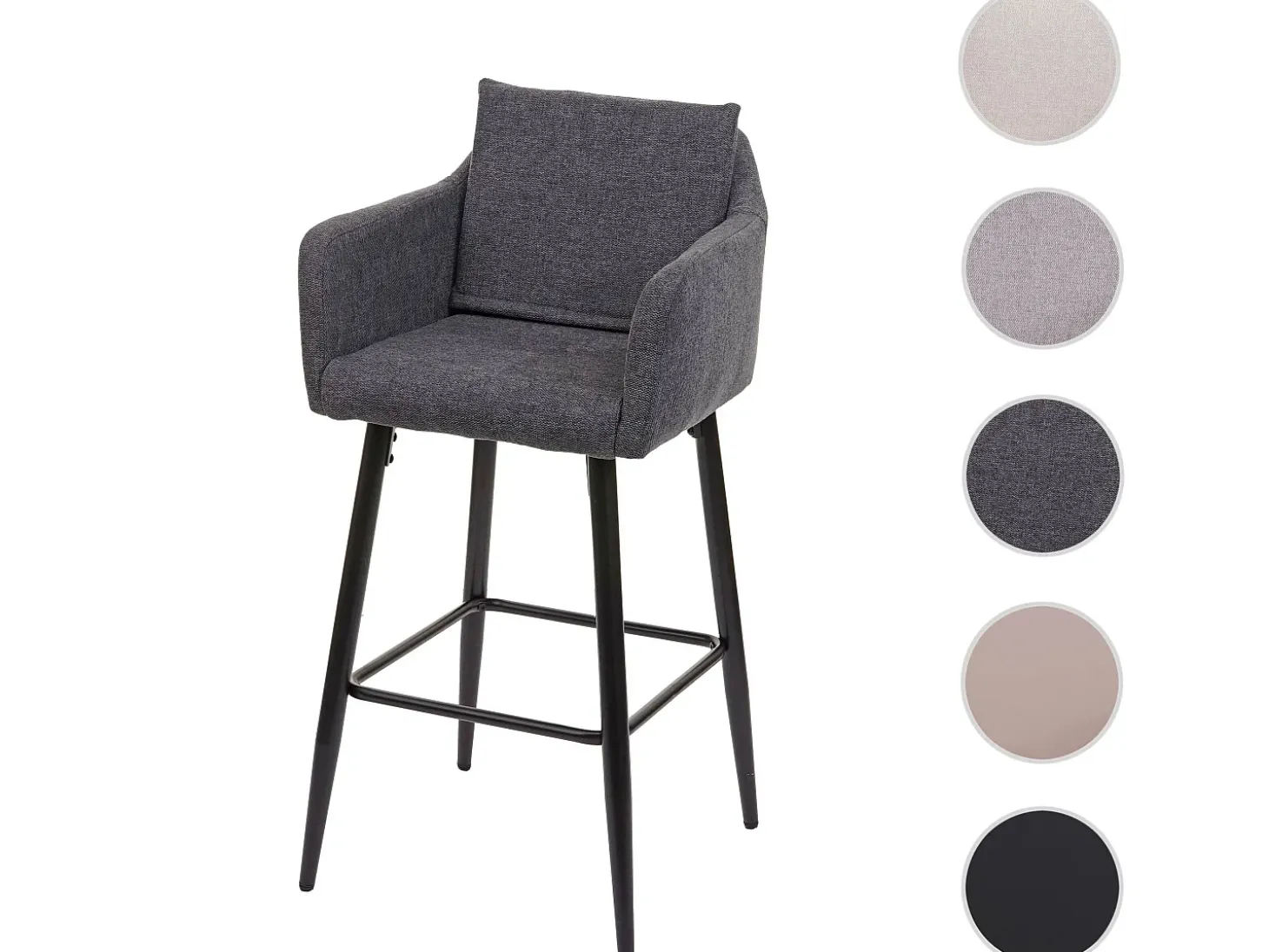 Taburete de bar MCW-H93, tela/textil gris oscuro