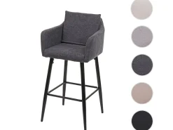 Taburete de bar MCW-H93, tela/textil gris oscuro