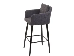 Taburete de bar MCW-H93, tela/textil gris oscuro