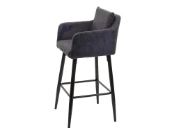 Taburete de bar MCW-H93 (juego de 2), tela/textil gris oscuro