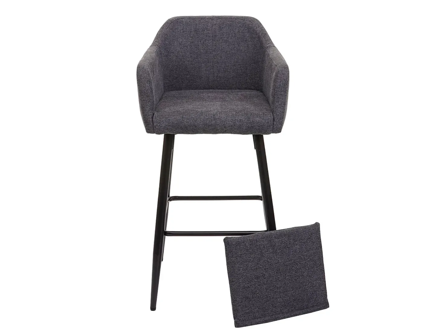 Taburete de bar MCW-H93 (juego de 2), tela/textil gris oscuro