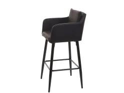 Taburete de bar MCW-H93 (juego de 2), imitación de cuero negro