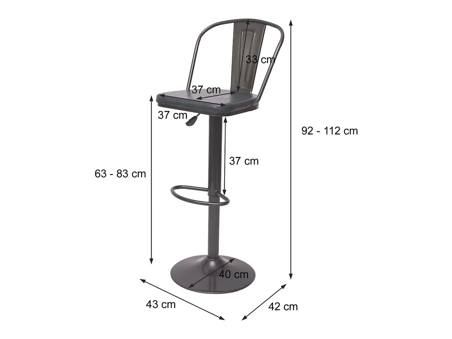 Taburete de bar MCW-H10a (juego de 2), vintage beige