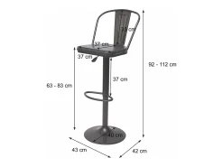 Taburete de bar MCW-H10a (juego de 2), gris vintage