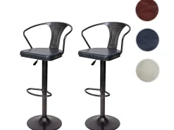 Taburete de bar MCW-H10b (juego de 2), vintage negro-gris