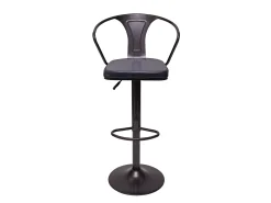 Taburete de bar MCW-H10b (juego de 2), vintage negro-gris