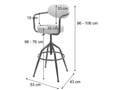 Taburete de bar MCW-H10f, beige vintage