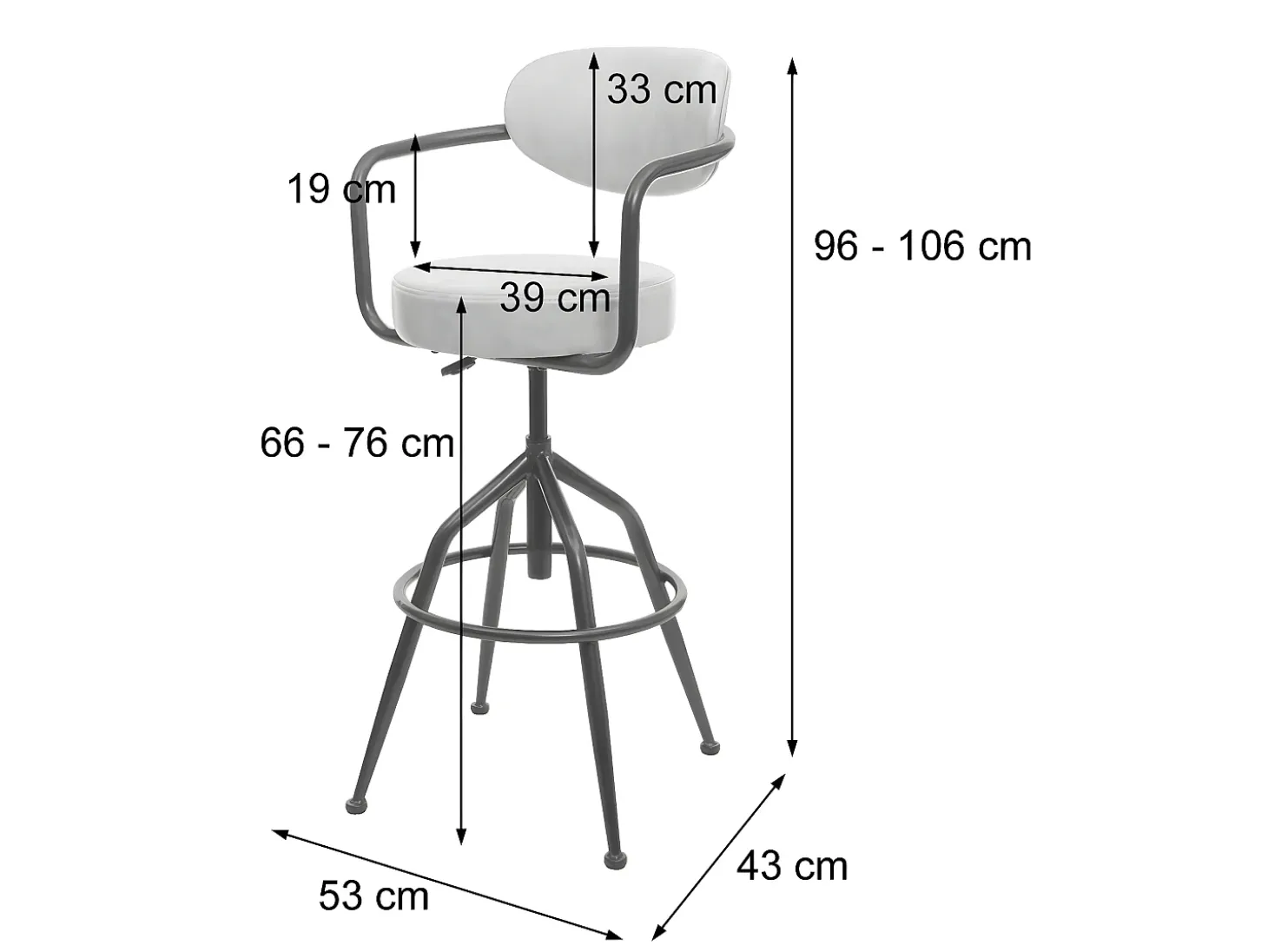 Taburete de bar MCW-H10f, beige vintage