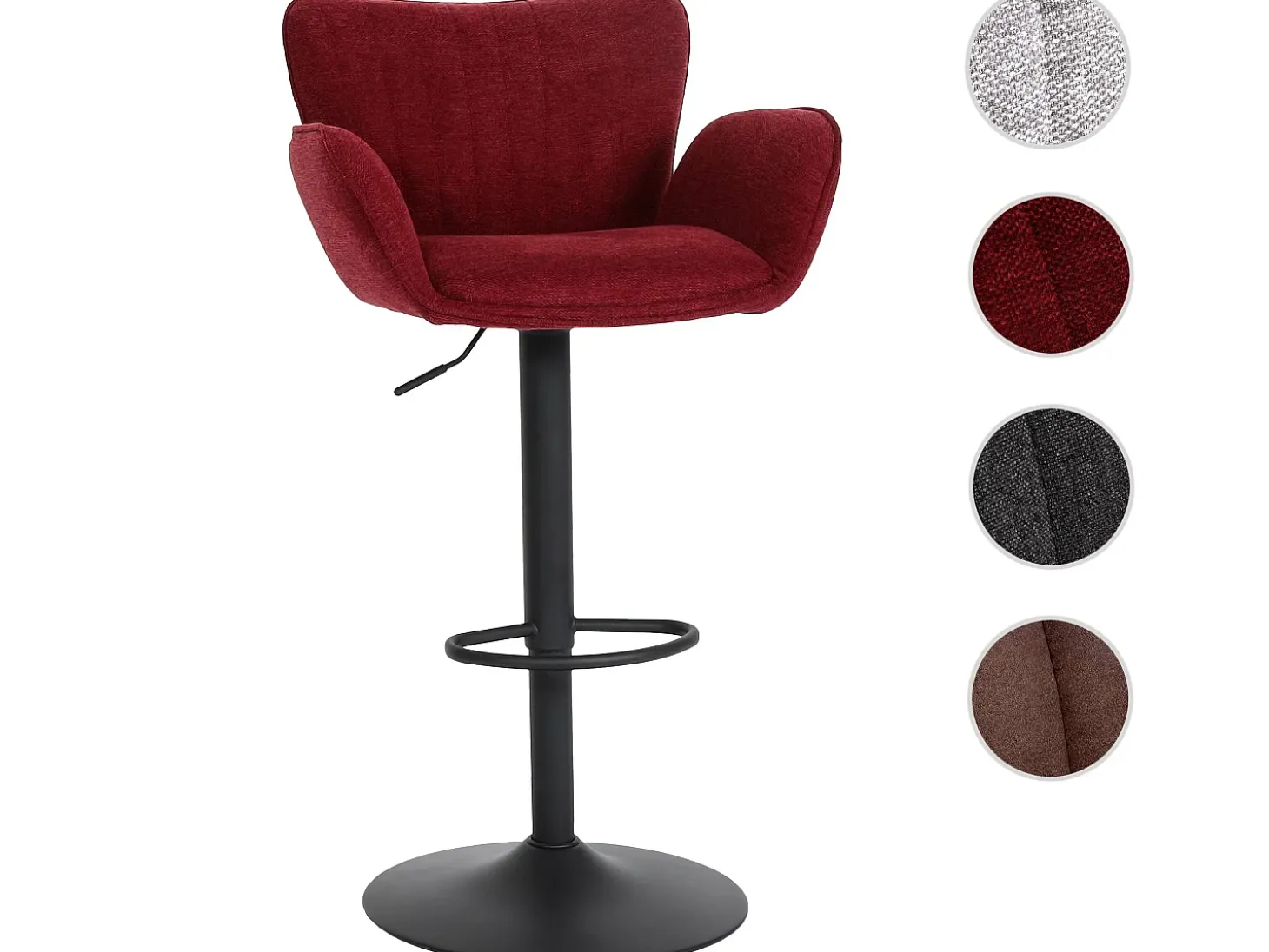 Taburete de bar MCW-M67, burdeos base negro