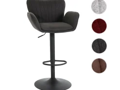 Taburete de bar MCW-M67, gris oscuro base negro