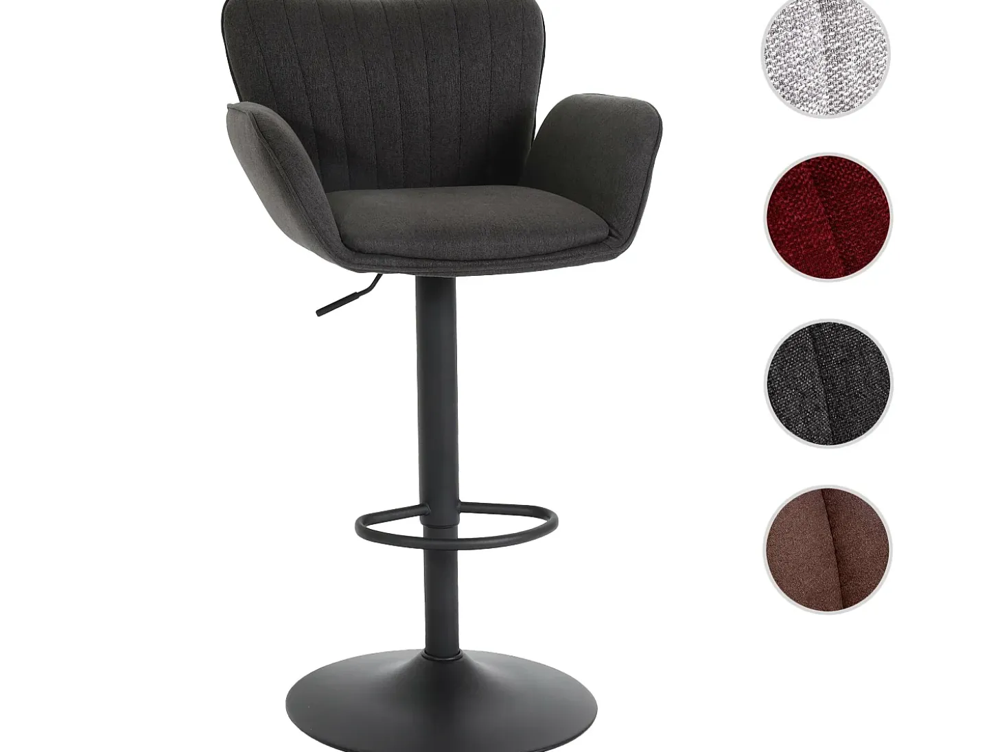 Taburete de bar MCW-M67, gris oscuro base negro