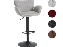Taburete de bar MCW-M67, gris claro base negro