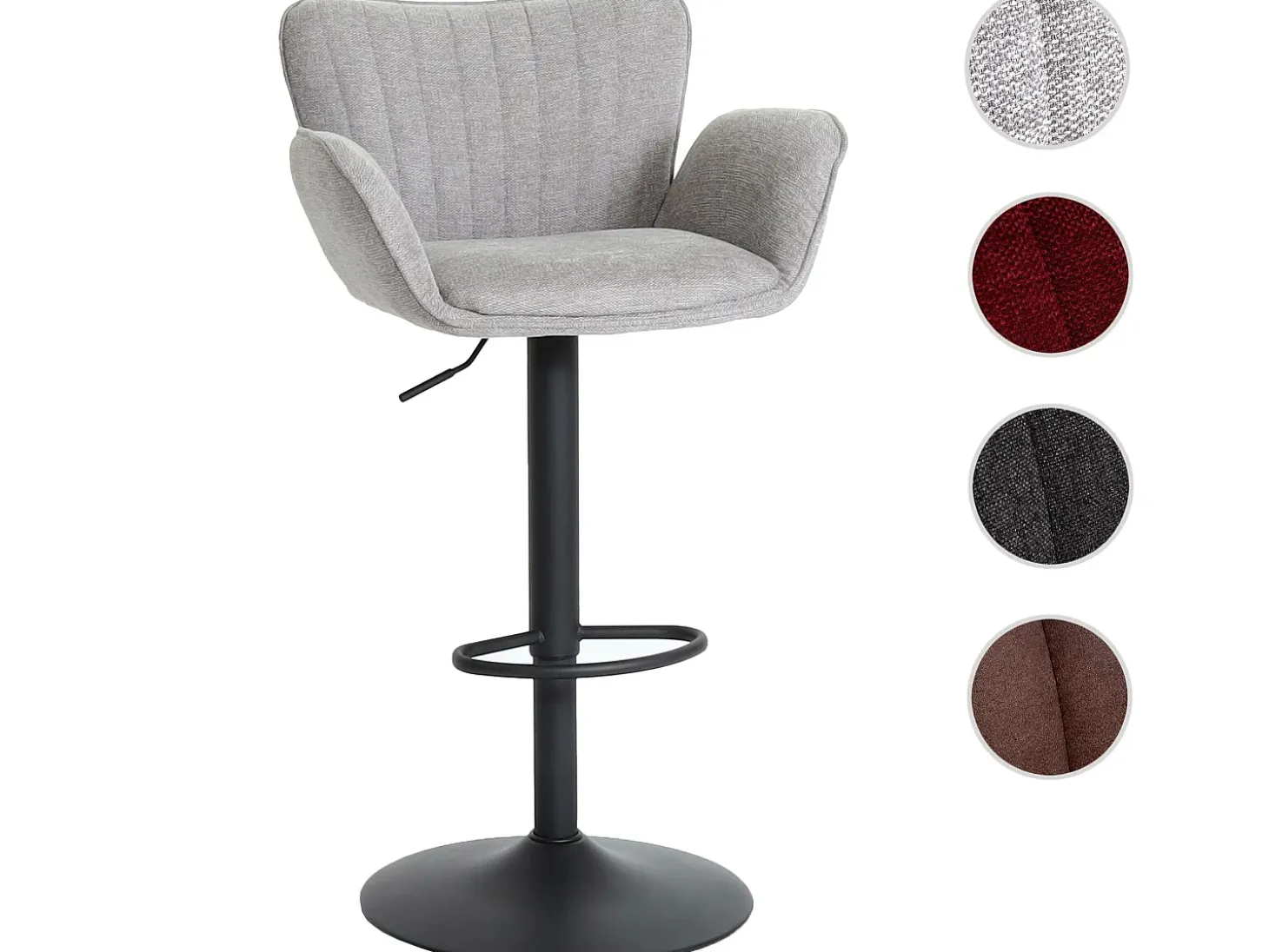 Taburete de bar MCW-M67, gris claro base negro