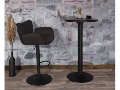 Taburete de bar MCW-M67, gris claro base negro