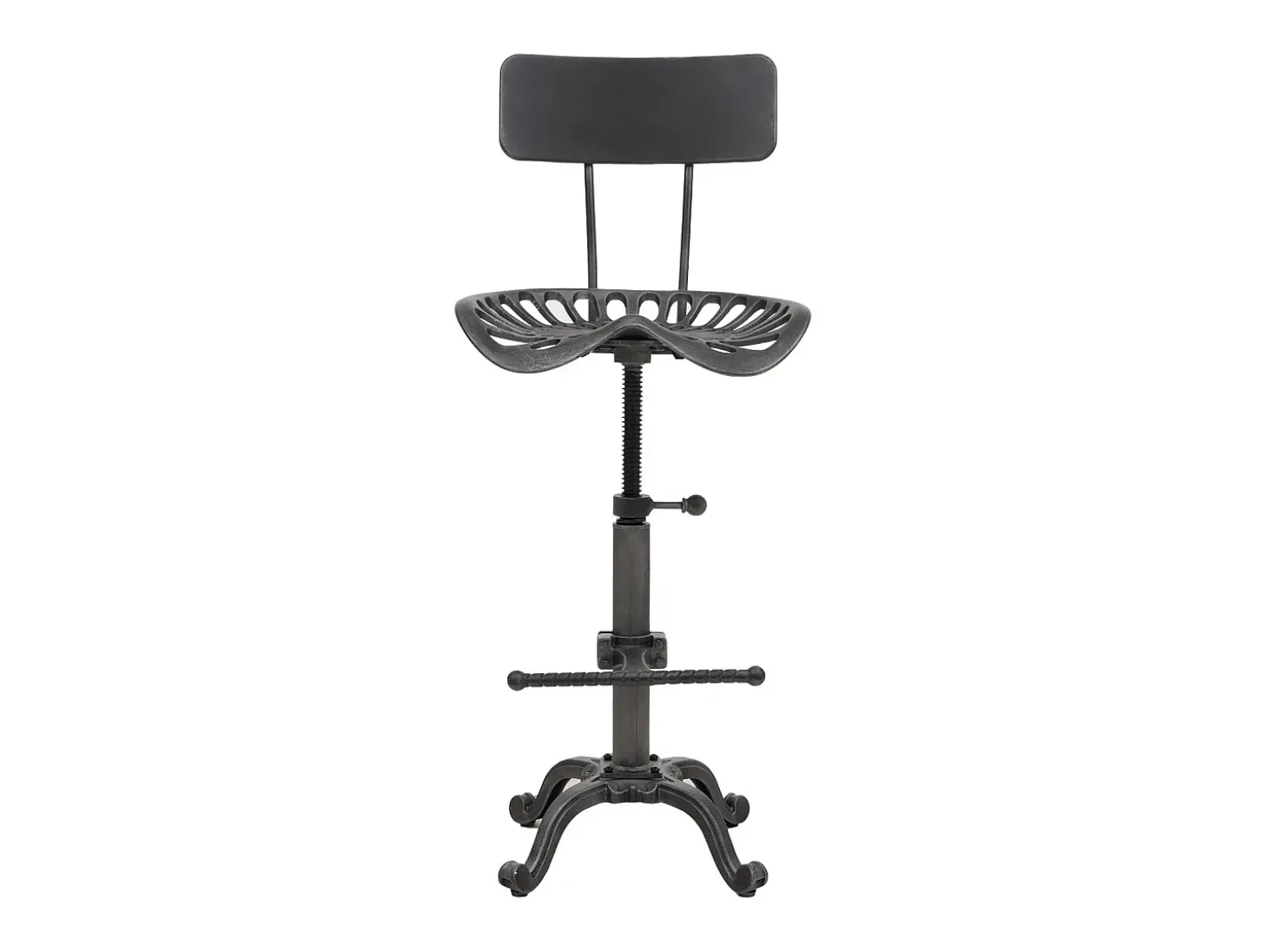 Taburete de bar MCW-N26, negro-plata