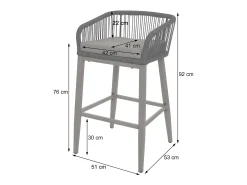 Taburete de bar MCW-O22 (juego de 2), antracita, cojín gris claro