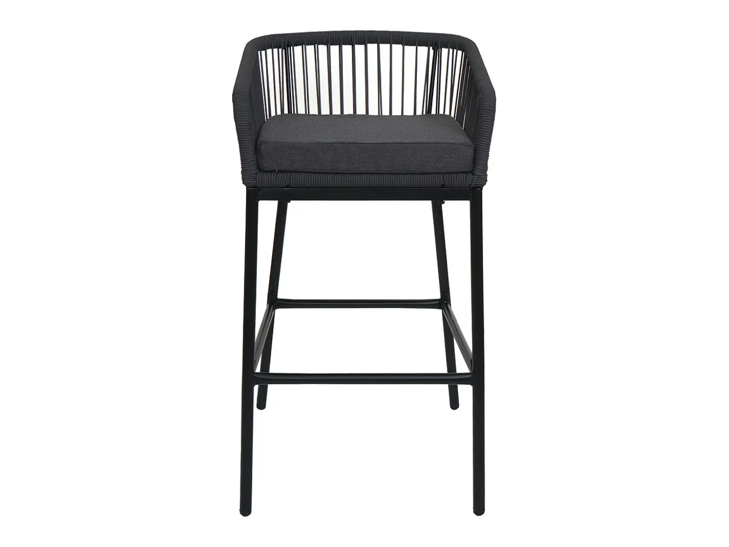 Taburete de bar MCW-O22 (juego de 2), antracita, cojín gris oscuro