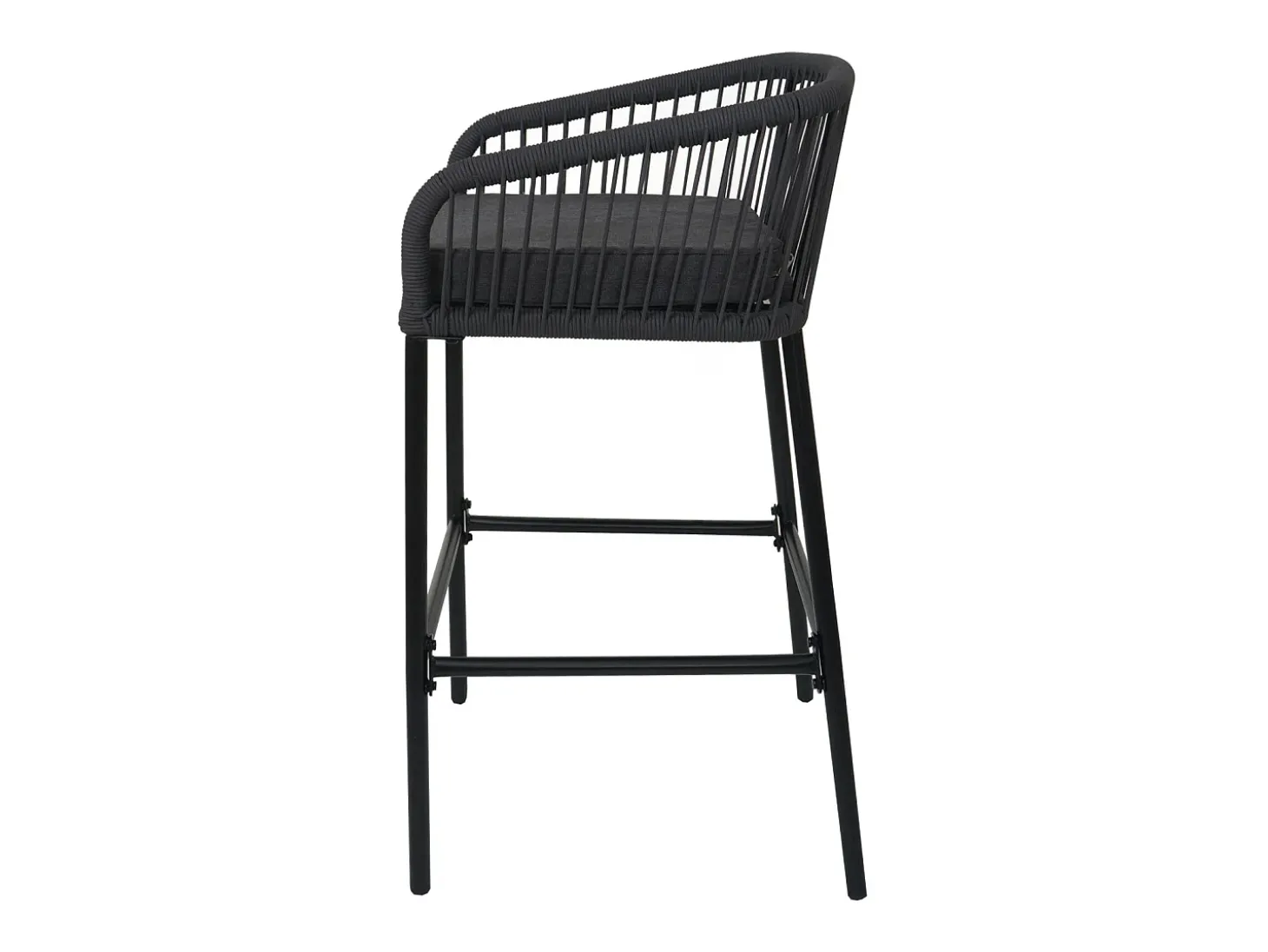 Taburete de bar MCW-O22 (juego de 2), antracita, cojín gris oscuro