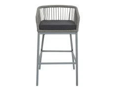 Taburete de bar MCW-O22 (juego de 2), gris claro, cojín gris oscuro