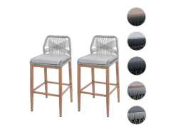 Taburete de bar MCW-O21 (set de 2), gris claro, cojín gris claro