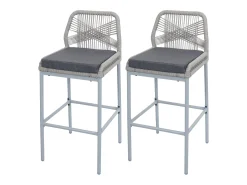 Taburete de bar MCW-O21 (set de 2), gris claro, cojín gris oscuro