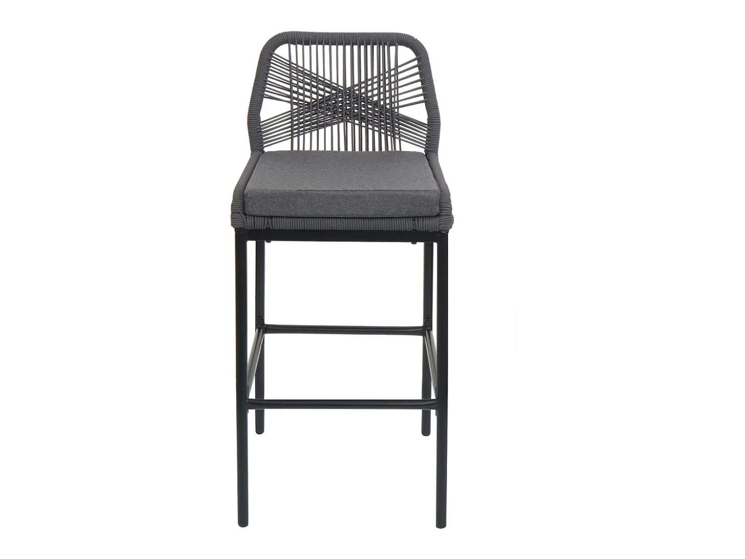 Taburete de bar MCW-O21 (set de 2), antracita, cojín gris oscuro