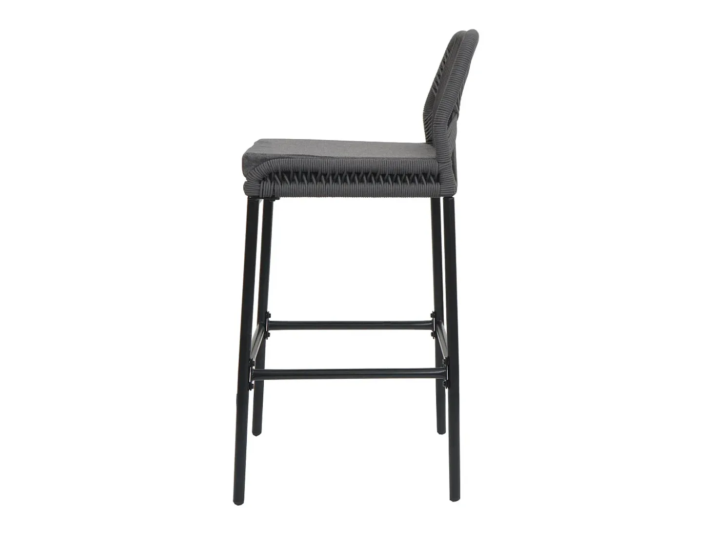 Taburete de bar MCW-O21 (set de 2), antracita, cojín gris oscuro