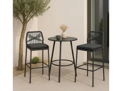 Taburete de bar MCW-O21 (set de 2), antracita, cojín gris oscuro