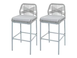 Taburete de bar MCW-O21 (set de 2), gris claro, cojín gris claro
