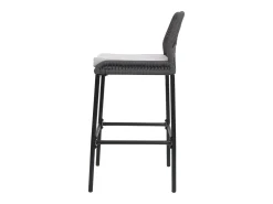 Taburete de bar MCW-O21 (set de 2), antracita, cojín gris claro