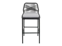 Taburete de bar MCW-O21 (set de 2), antracita, cojín gris claro