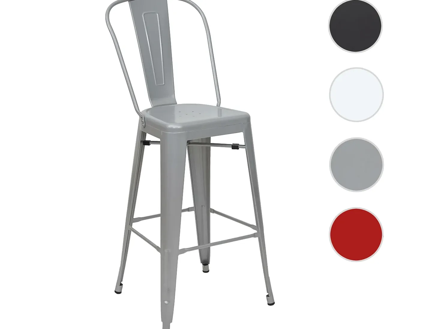 Taburete de bar metálico MCW-A73, gris