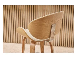 Taburete de bar moderno blanco y madera clara 65 cm WALNUT