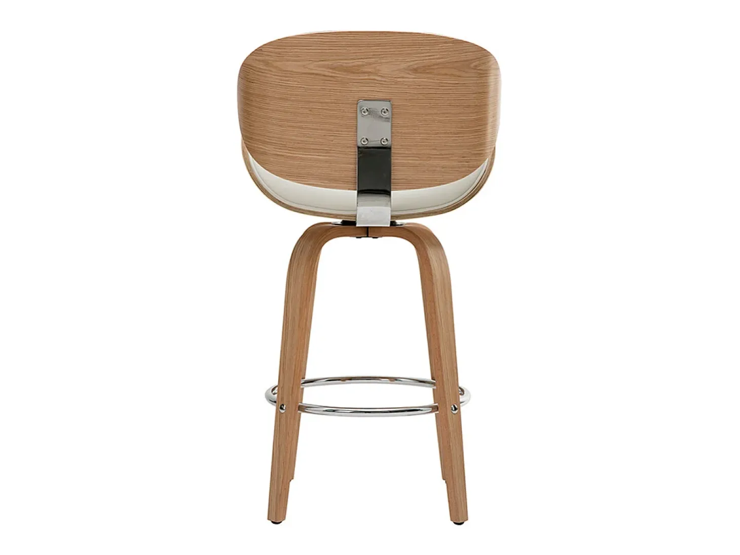Taburete de bar moderno blanco y madera clara 65 cm WALNUT