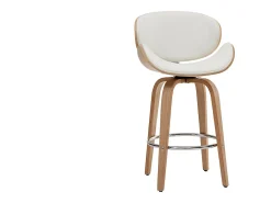 Taburete de bar moderno blanco y madera clara 65 cm WALNUT
