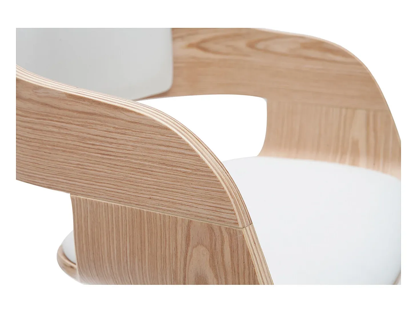 Taburete de bar moderno regulable blanco y madera clara EUSTACHE
