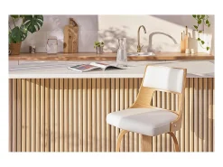Taburete de bar nórdico blanco y madera clara GARBO