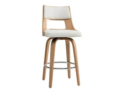 Taburete de bar nórdico blanco y madera clara GARBO