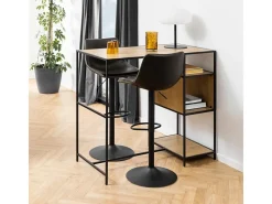 Taburete de bar Oregon con costuras en contraste beige y negro.