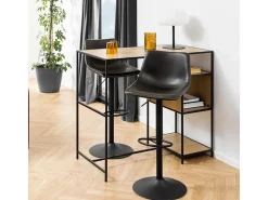 Taburete de bar Oregon con costuras en contraste beige y negro.