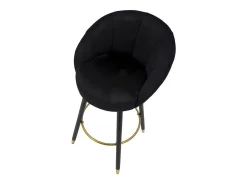 Taburete de bar para cocina en terciopelo con patas de madera negras y doradas h80cm Prague - Negro
