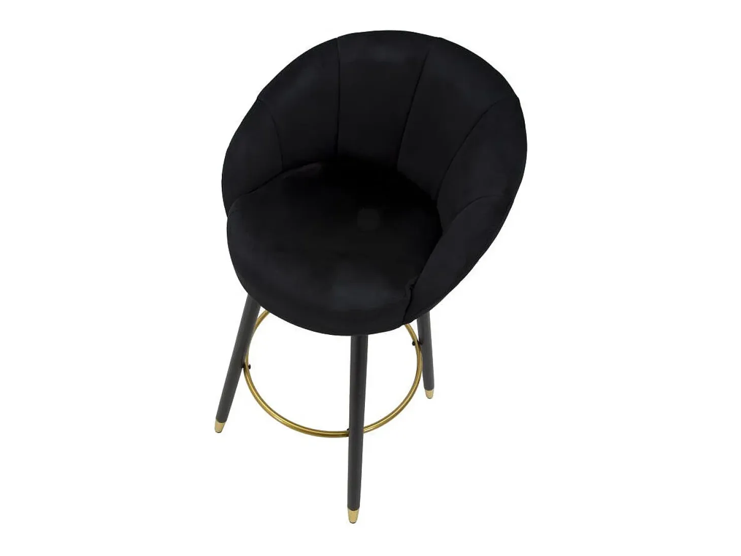 Taburete de bar para cocina en terciopelo con patas de madera negras y doradas h80cm Prague - Negro